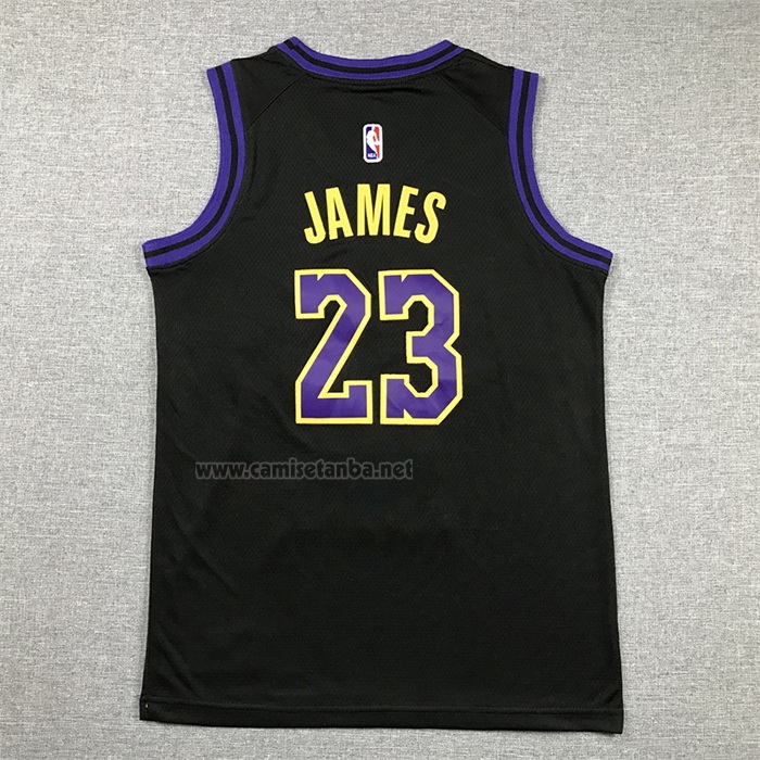 Camiseta Nino Los Angeles Lakers Lebron James NO 23 Ciudad 2023-24 Negro